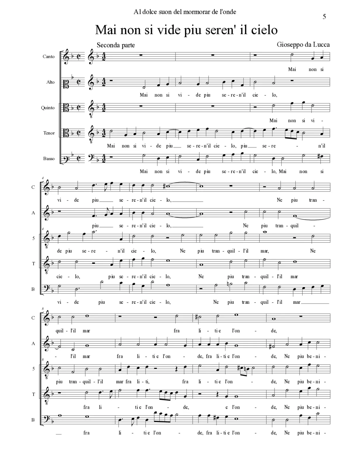 Mai non si vide piu seren' il cielo - Page 1