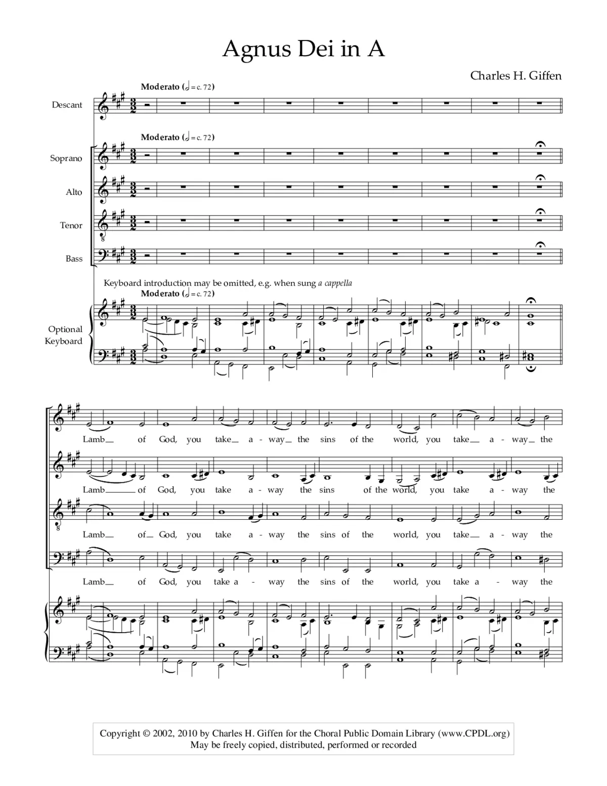Agnus Dei in A - Page 1