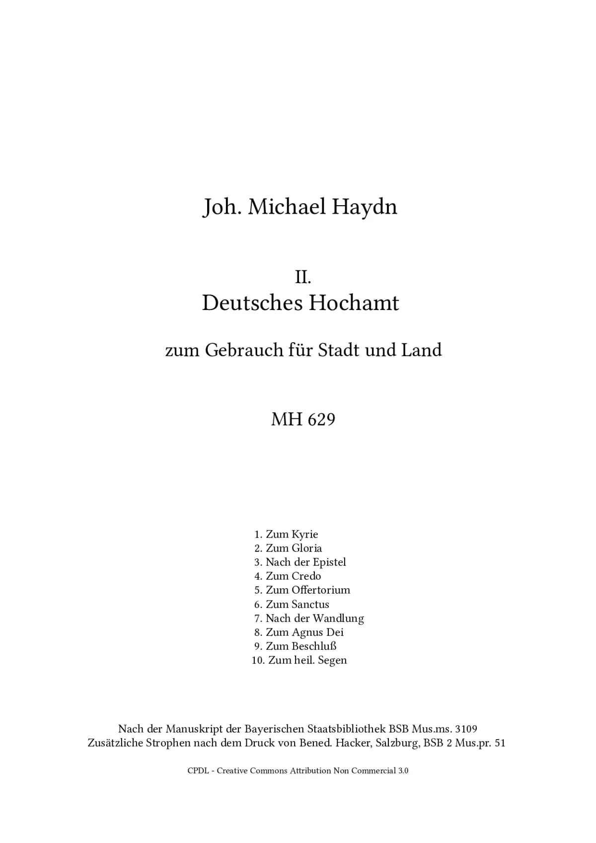 Deutsches Hochamt, MH 629 - Page 1