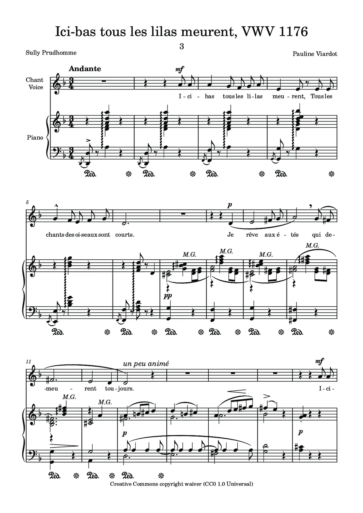 Ici-bas tous les lilas meurent, VWV 1176 - Page 1