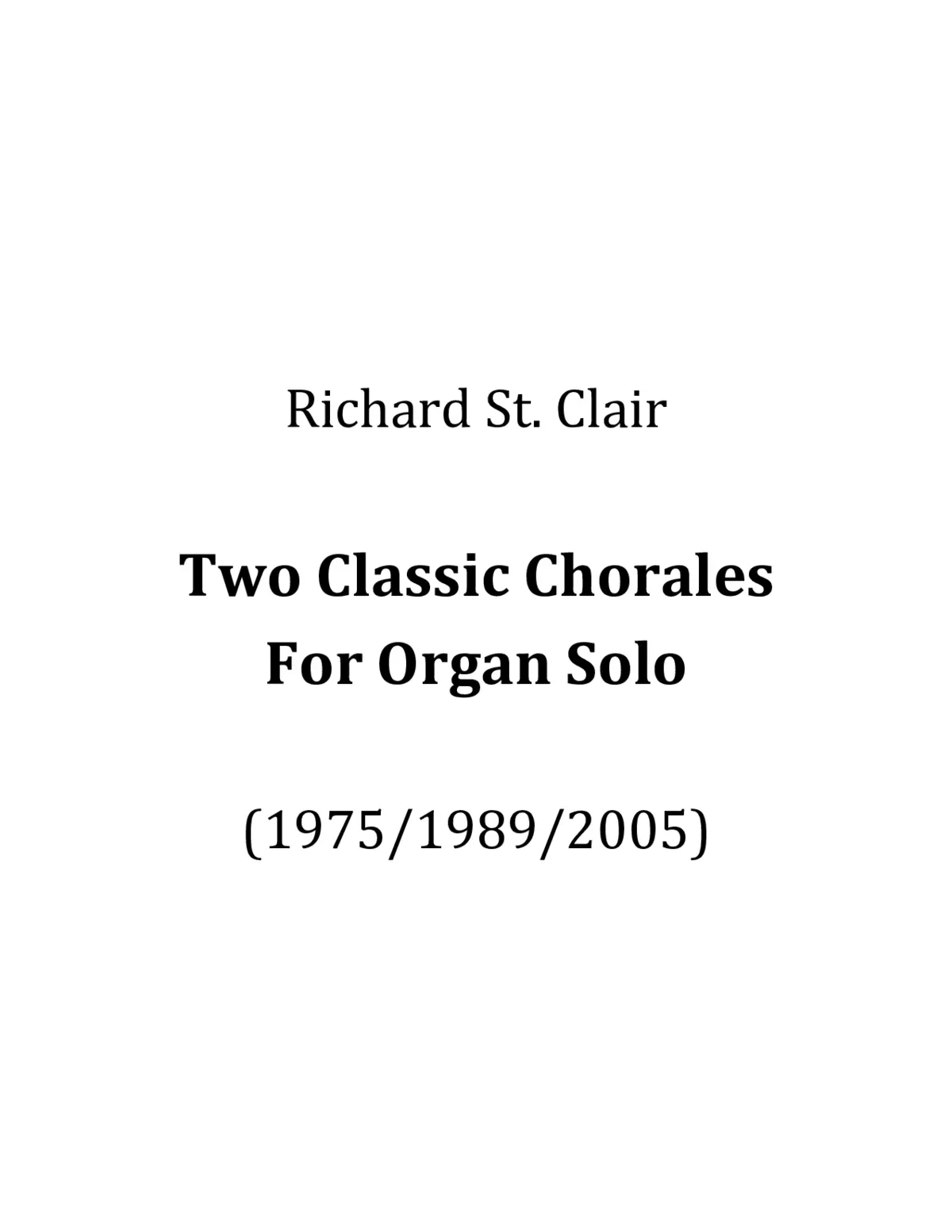 Two Classic Chorales For Organ Solo - Page 1