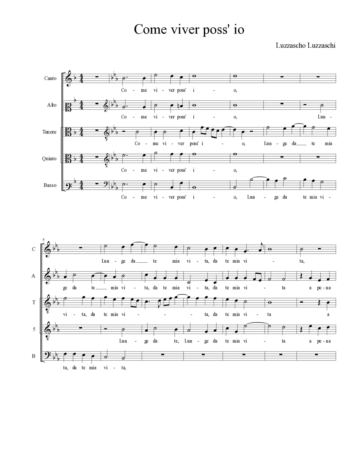 Come viver poss' io - Page 1