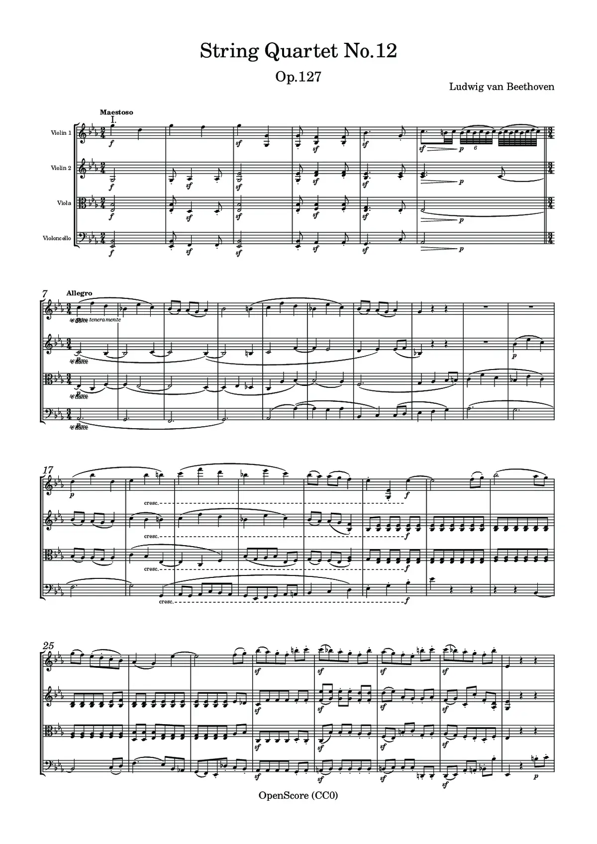 String Quartet No.12, Op.127 - Page 1