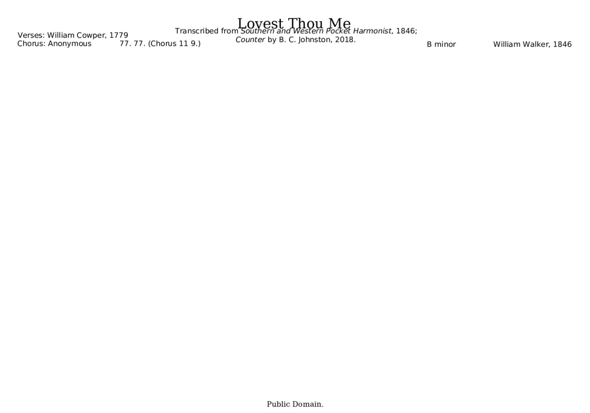 Lovest Thou Me (1846) - William Walker - Page 1
