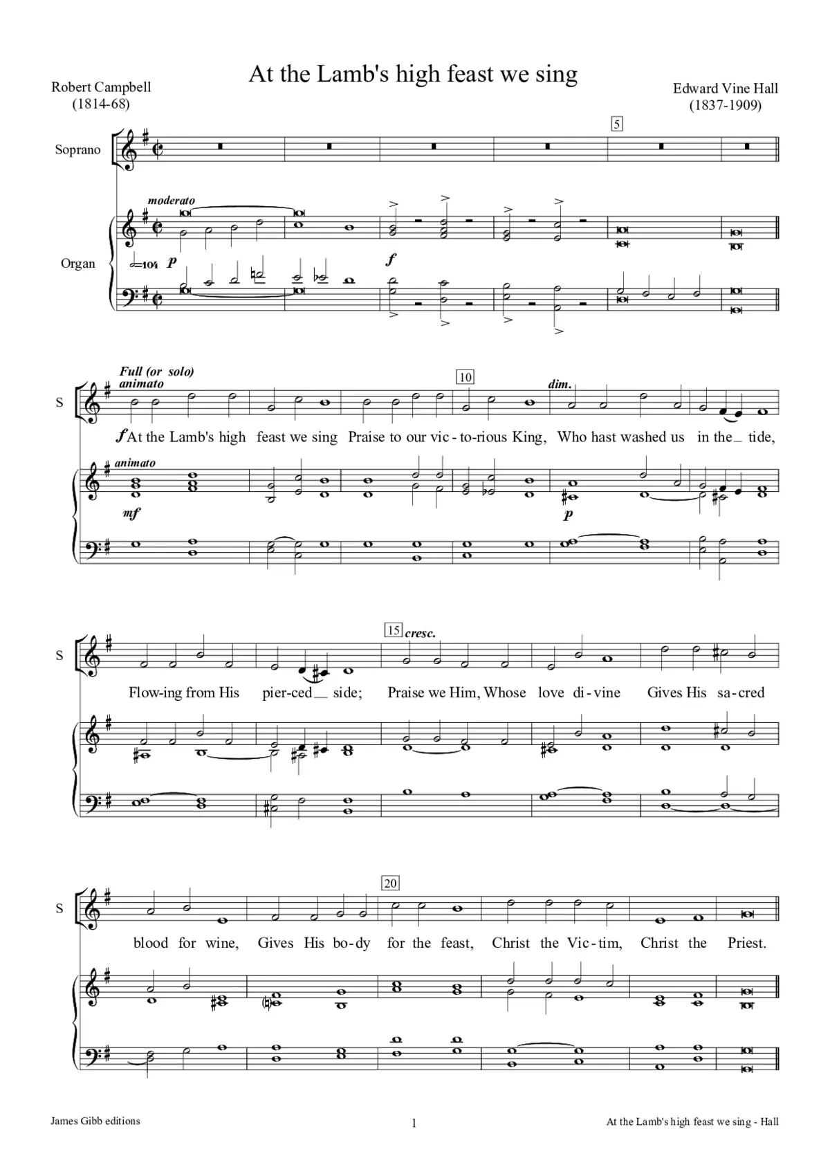 At the Lamb's high feast we sing - Page 1