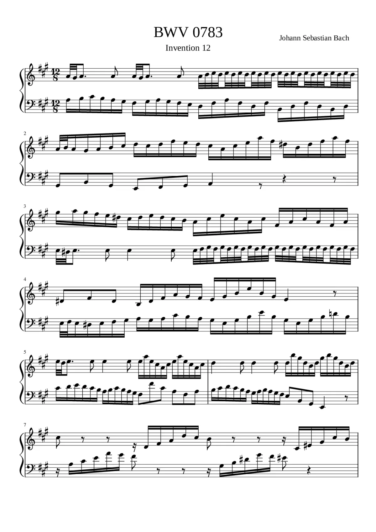 Invention in A major BWV 783 - Page 1