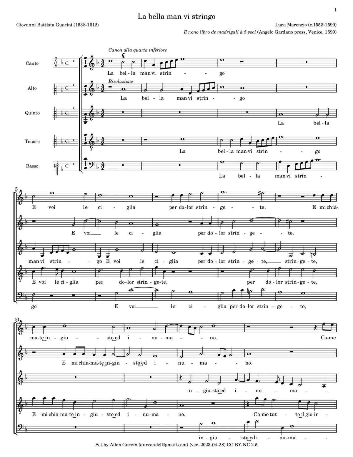 La bella man vi stringo - Page 1