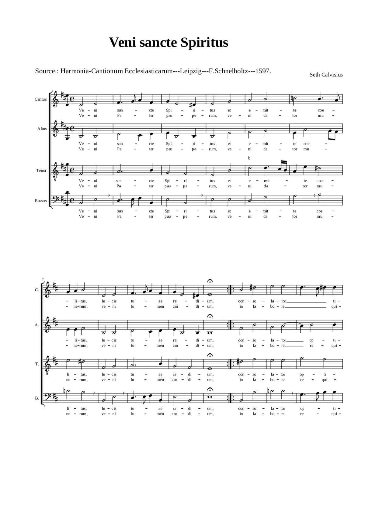 Calvisius Veni sancte Spiritus - Page 1