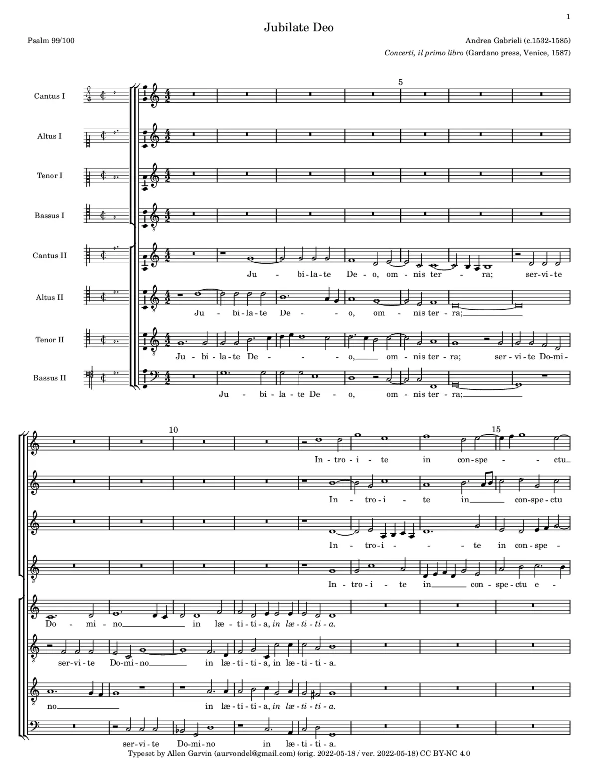 Jubilate Deo a 8 - Page 1