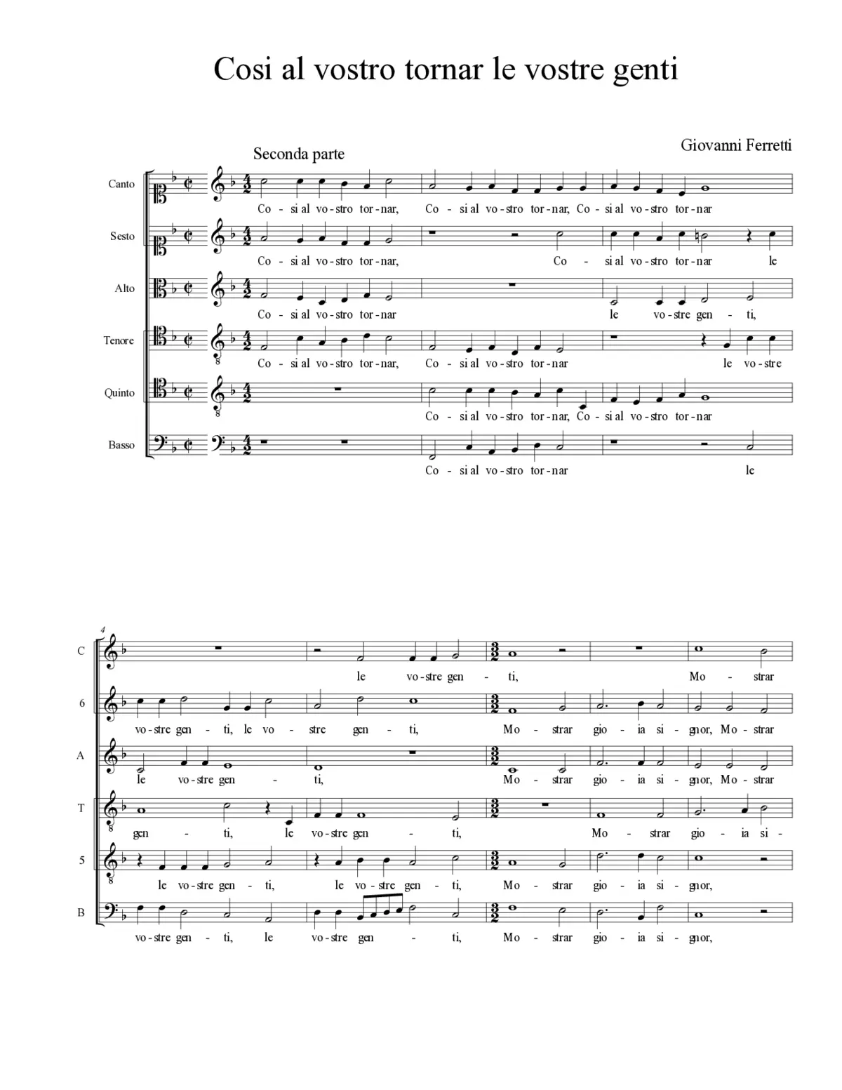 Cosi al vostro tornar le vostre genti - Page 1