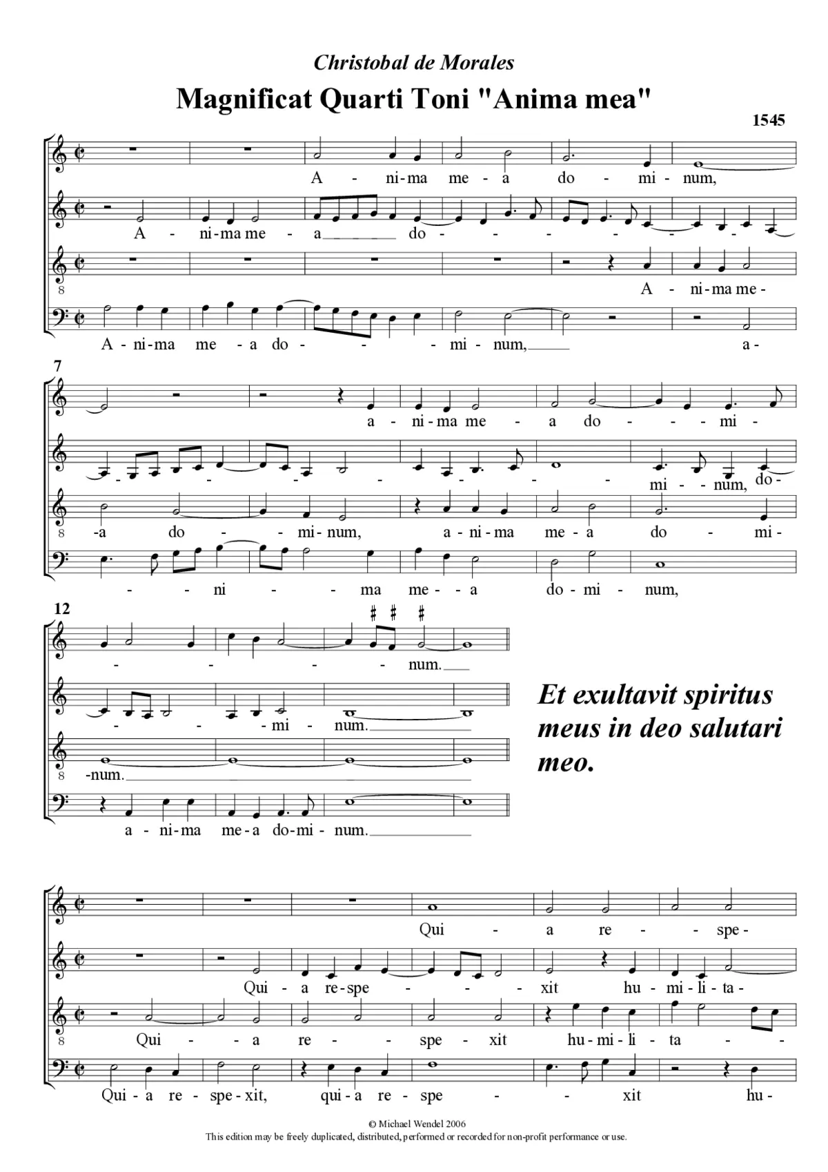 Magnificat quarti toni 'Anima mea' - Page 1