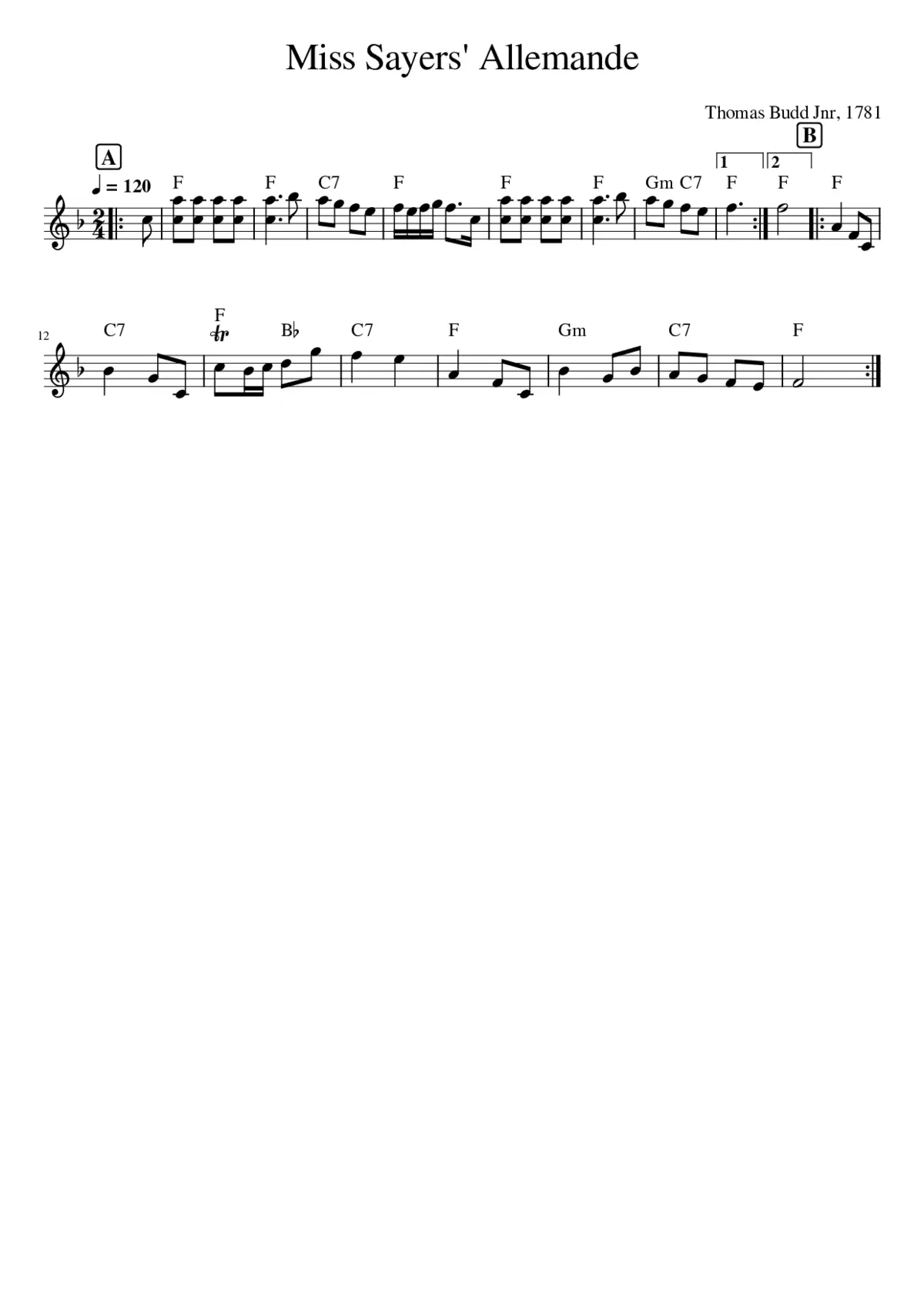 Miss Sayers' Allemande - Page 1