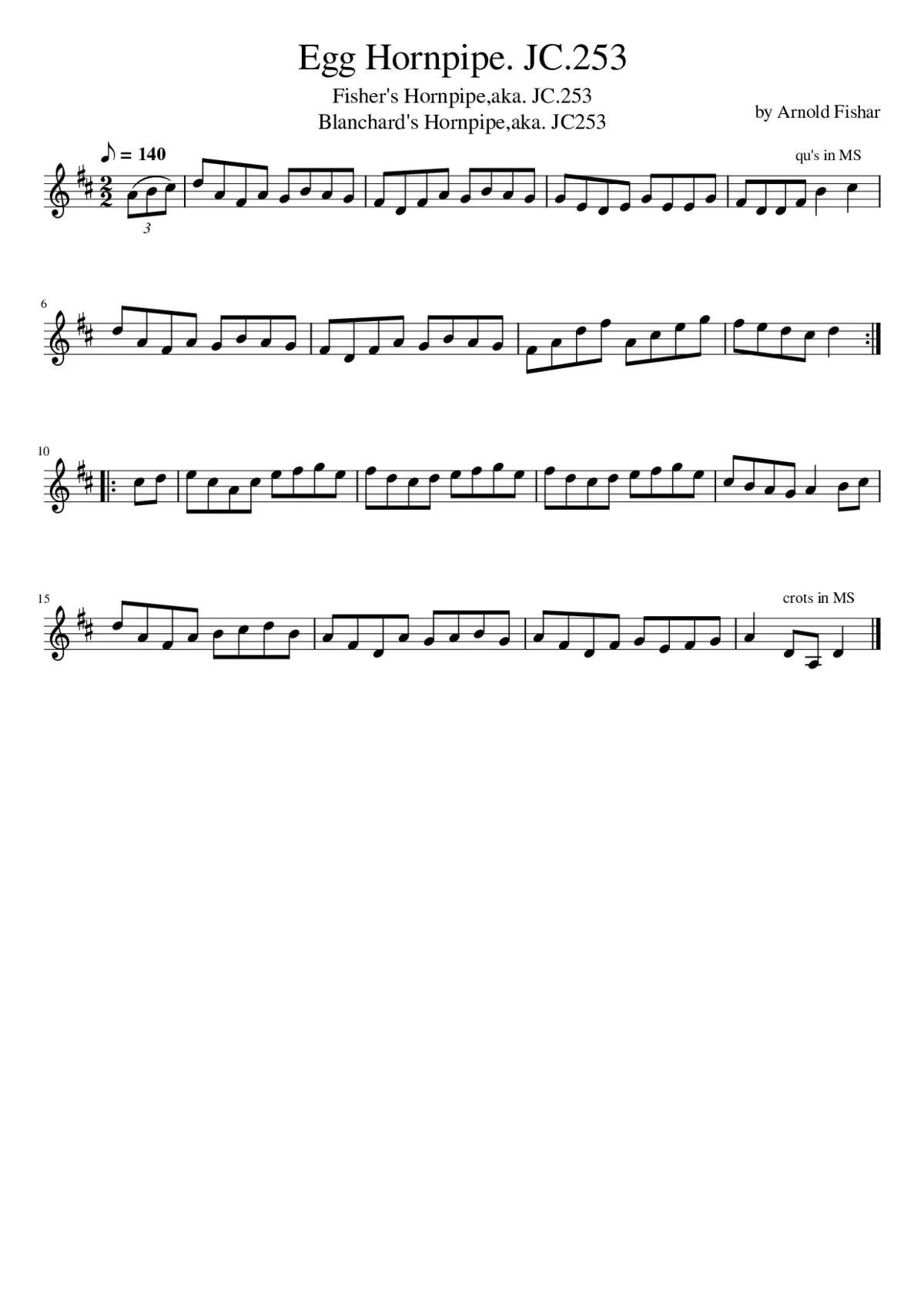 Egg Hornpipe. JC.253 - Page 1