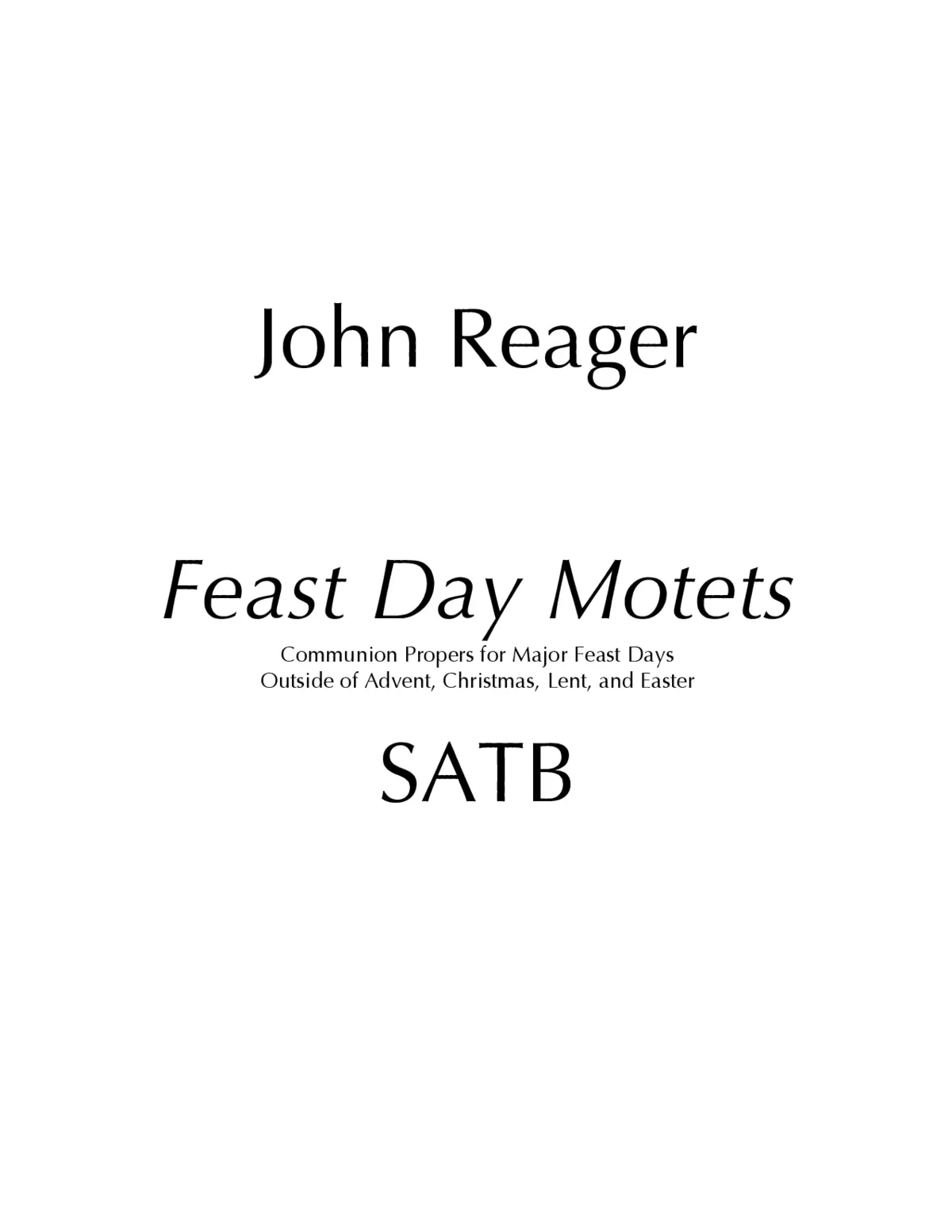 Feast Day Motets - Page 1