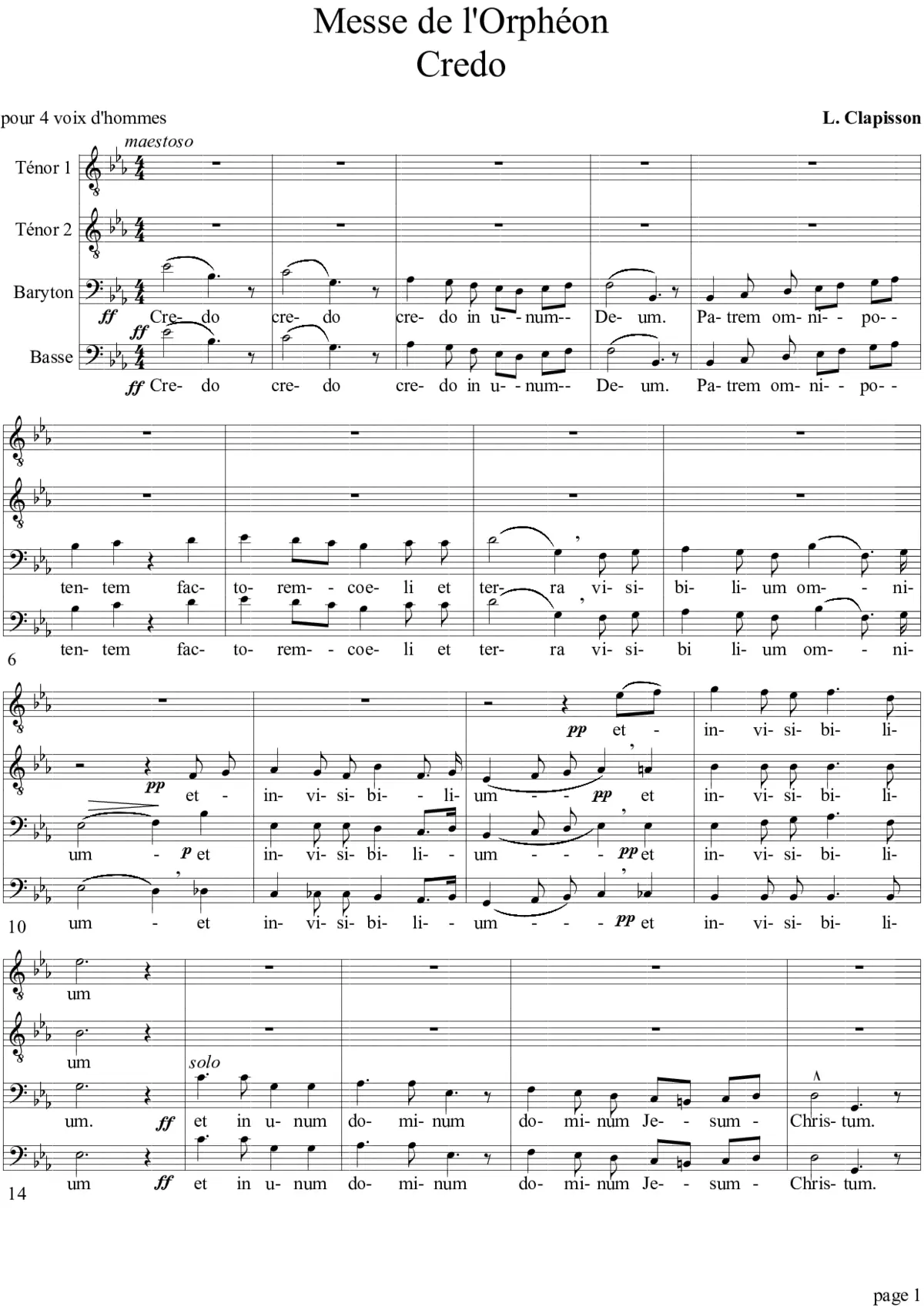 Credo (from 'Messe de l'Orphéon') - Page 1