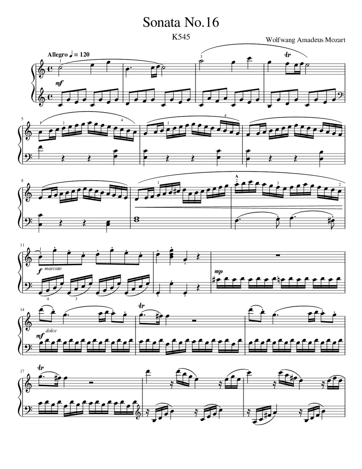 Piano Sonata No.16 in C major K.545 - Page 1