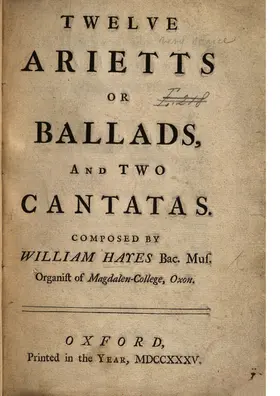 12 Arietts or Ballads and 2 Cantatas