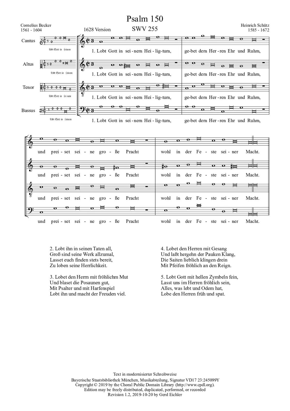 Lobt Gott in seinem Heiligtum, SWV 255 - Page 1