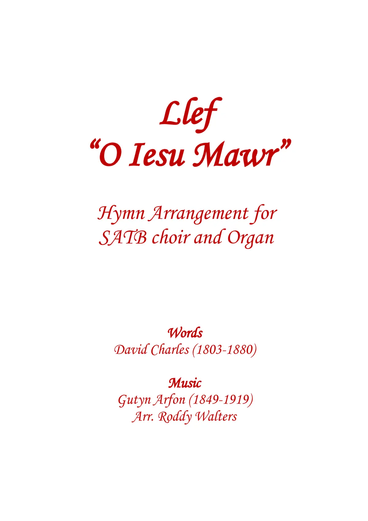 Llef "O Iesu Mawr" - Page 1