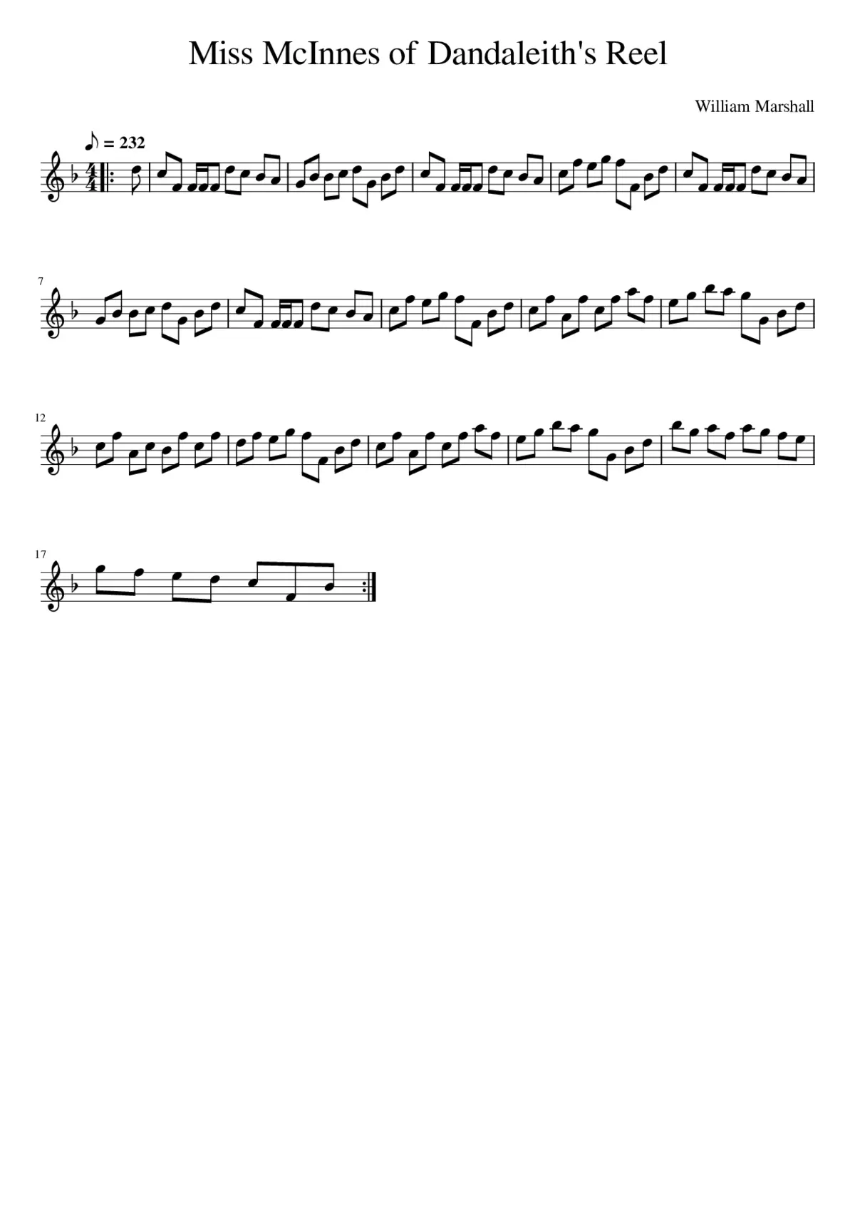 Miss McInnes of Dandaleith's Reel - Page 1