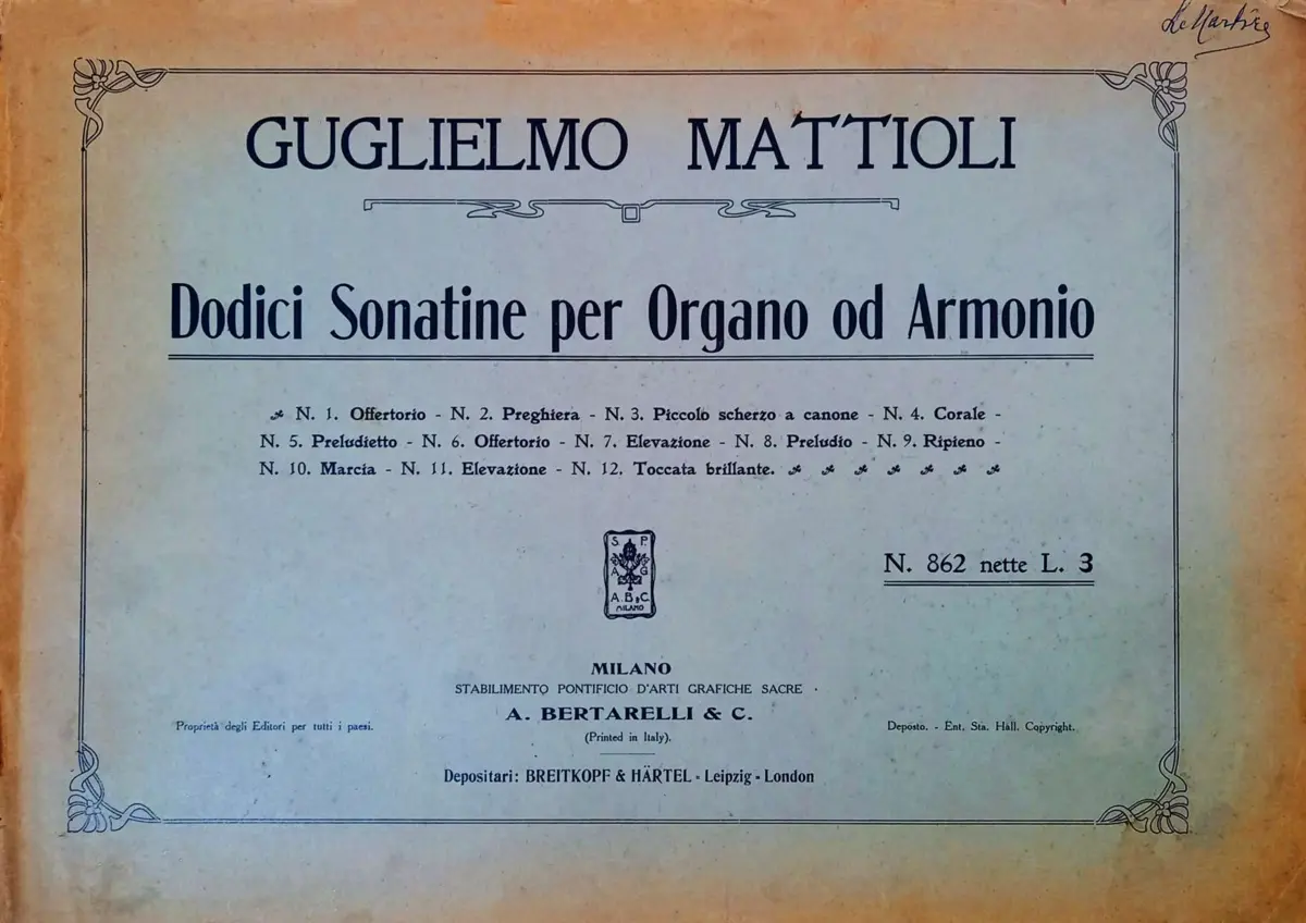 Dodici Sonatine per Organo od Armonio - Page 1