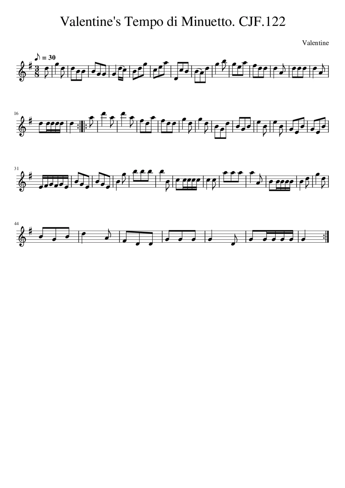 Valentine's Tempo di Minuetto. CJF.122 - Page 1