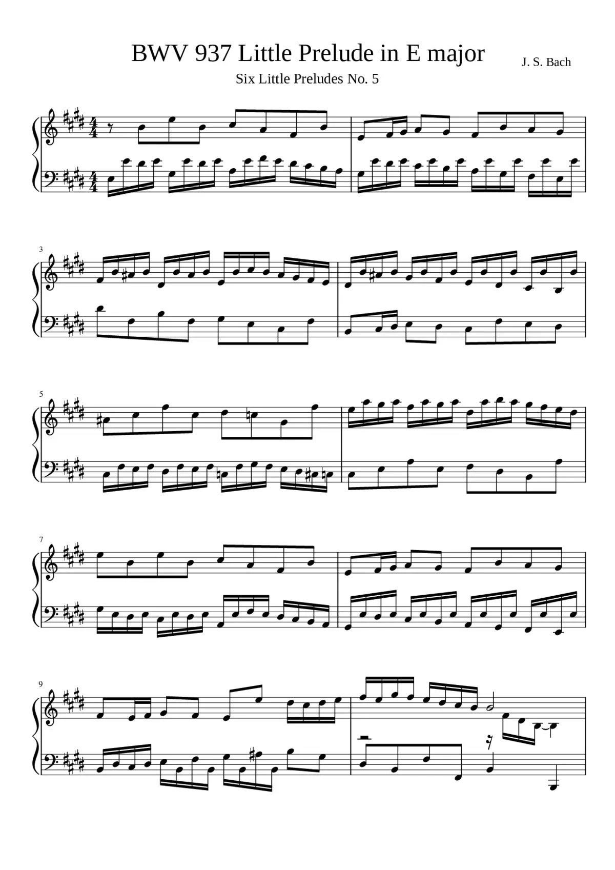 Prelude in E major BWV 937 - Page 1