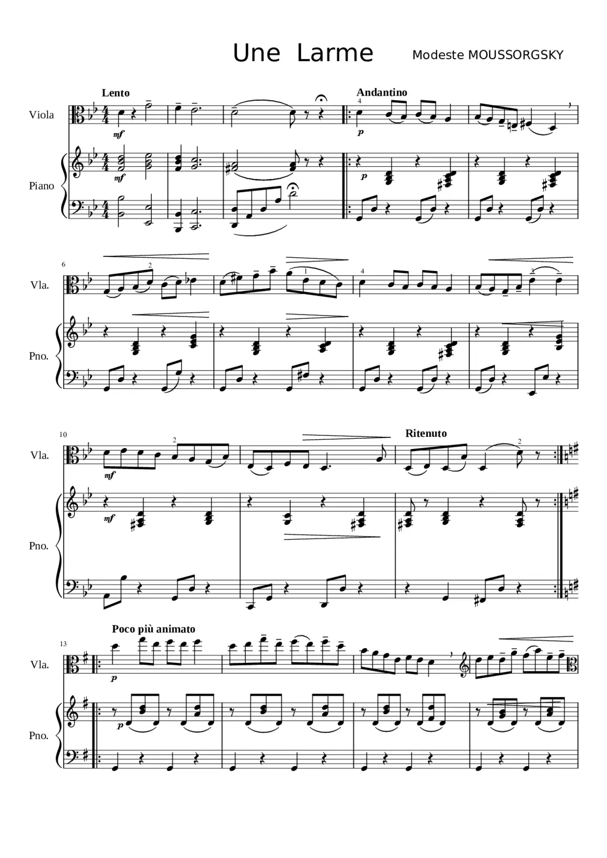 Une Larme - MOUSSORGSKY - Page 1