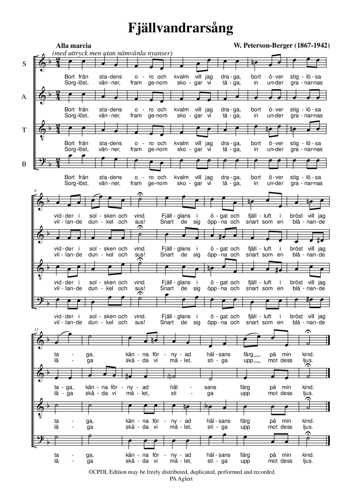 Fjällvandrarsång - Page 1