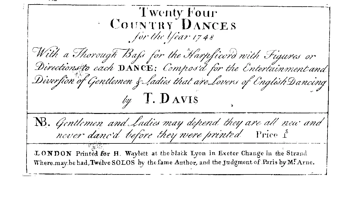 24 Country Dances for the Year 1748 - Page 1