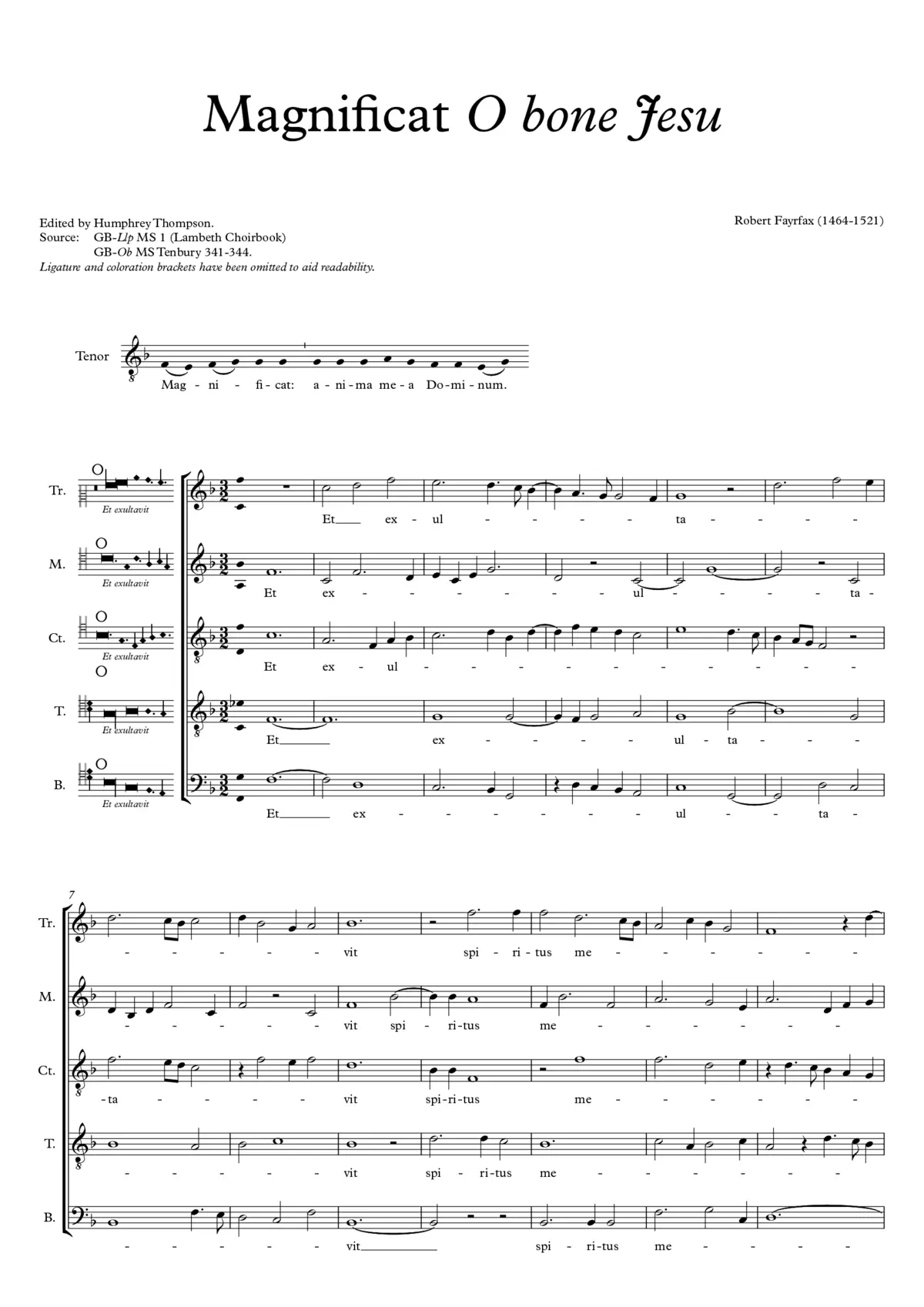 Magnificat 'O bone Jesu' a 5 - Page 1
