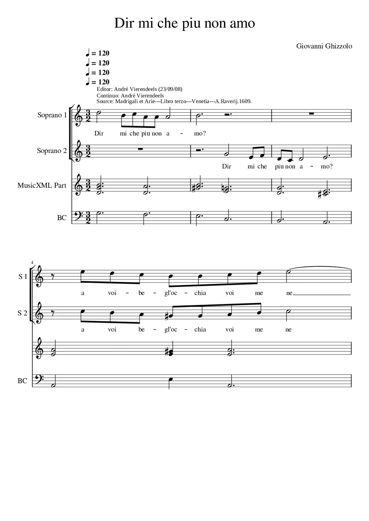 Dir mi che piu non amo - Page 1