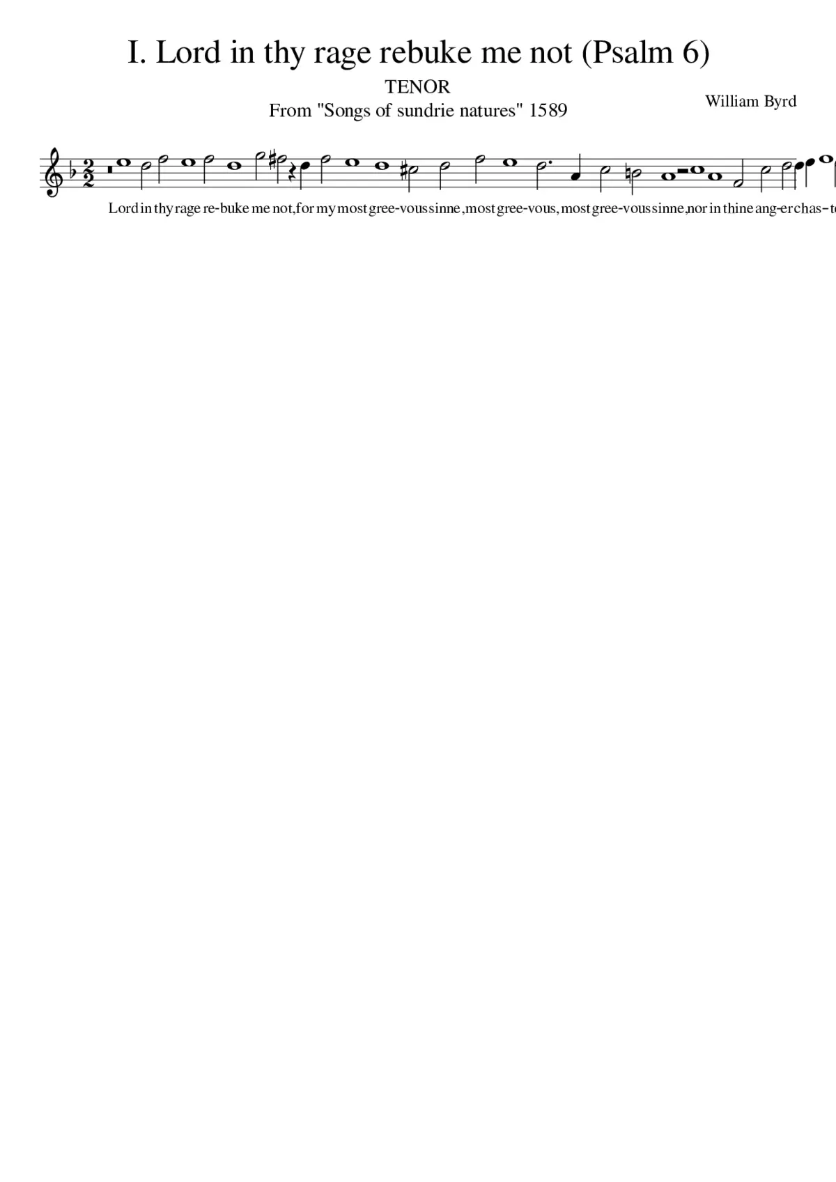 I. Lord in thy rage rebuke me not (Psalm 6) - Page 1