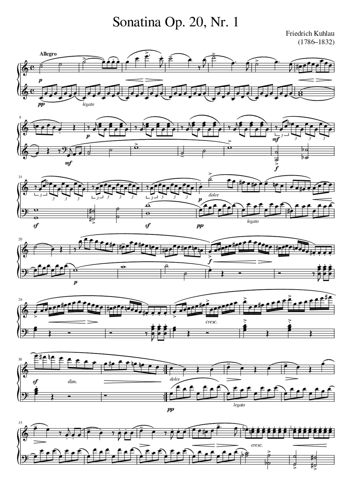 Piano Sonatina in C major Op.20 No.1 - Page 1