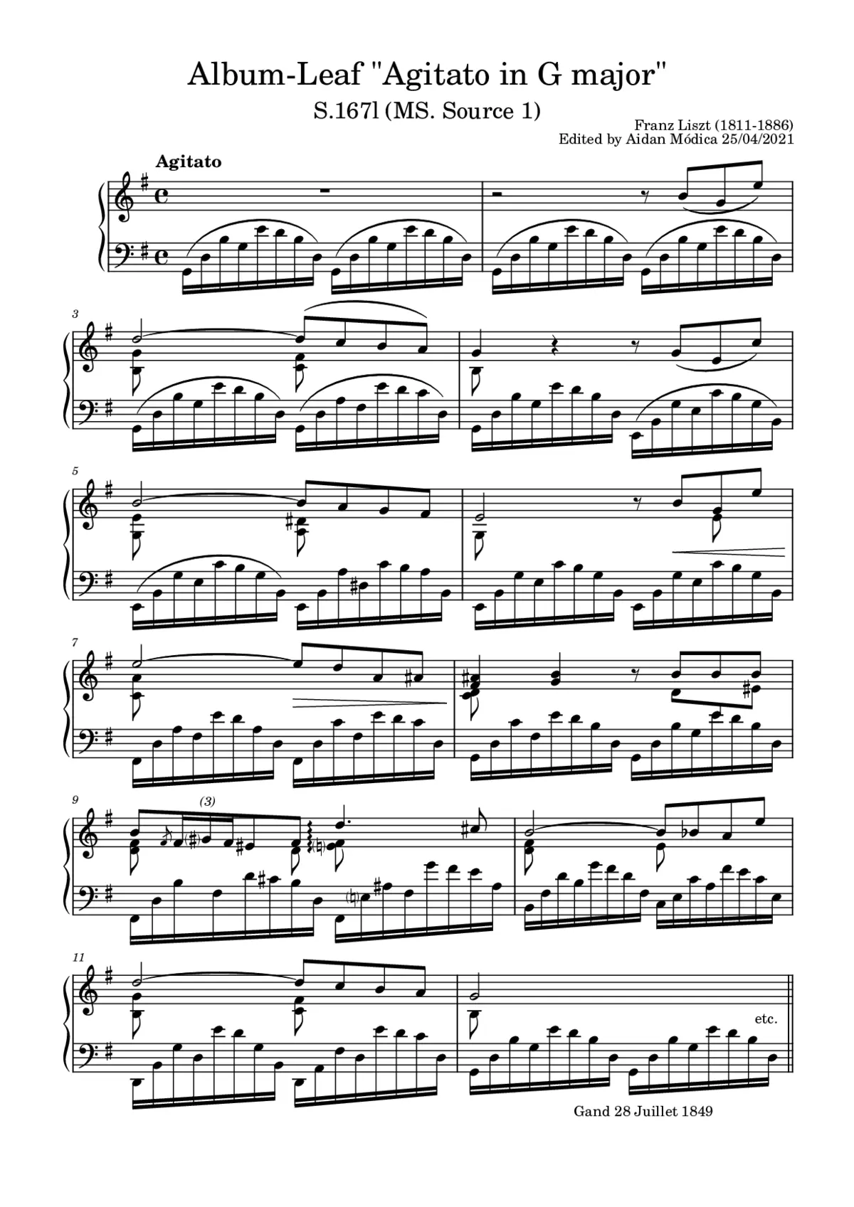 Album-Leaf 'Agitato in G major' (S.167l/1)Album-Leaf 'Agitato in G major' (S.167l/2) - Page 1