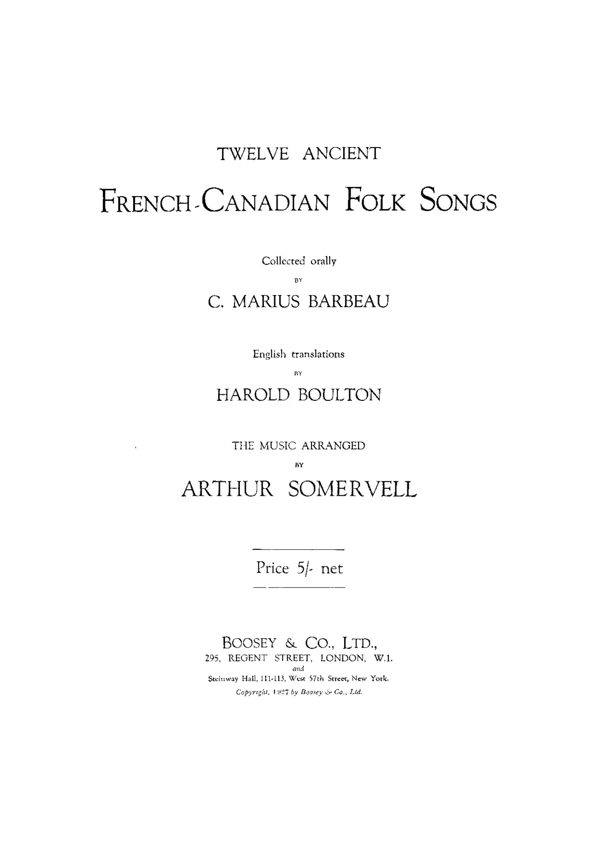 12 Ancient Canadian-French Folk Songs - Page 1