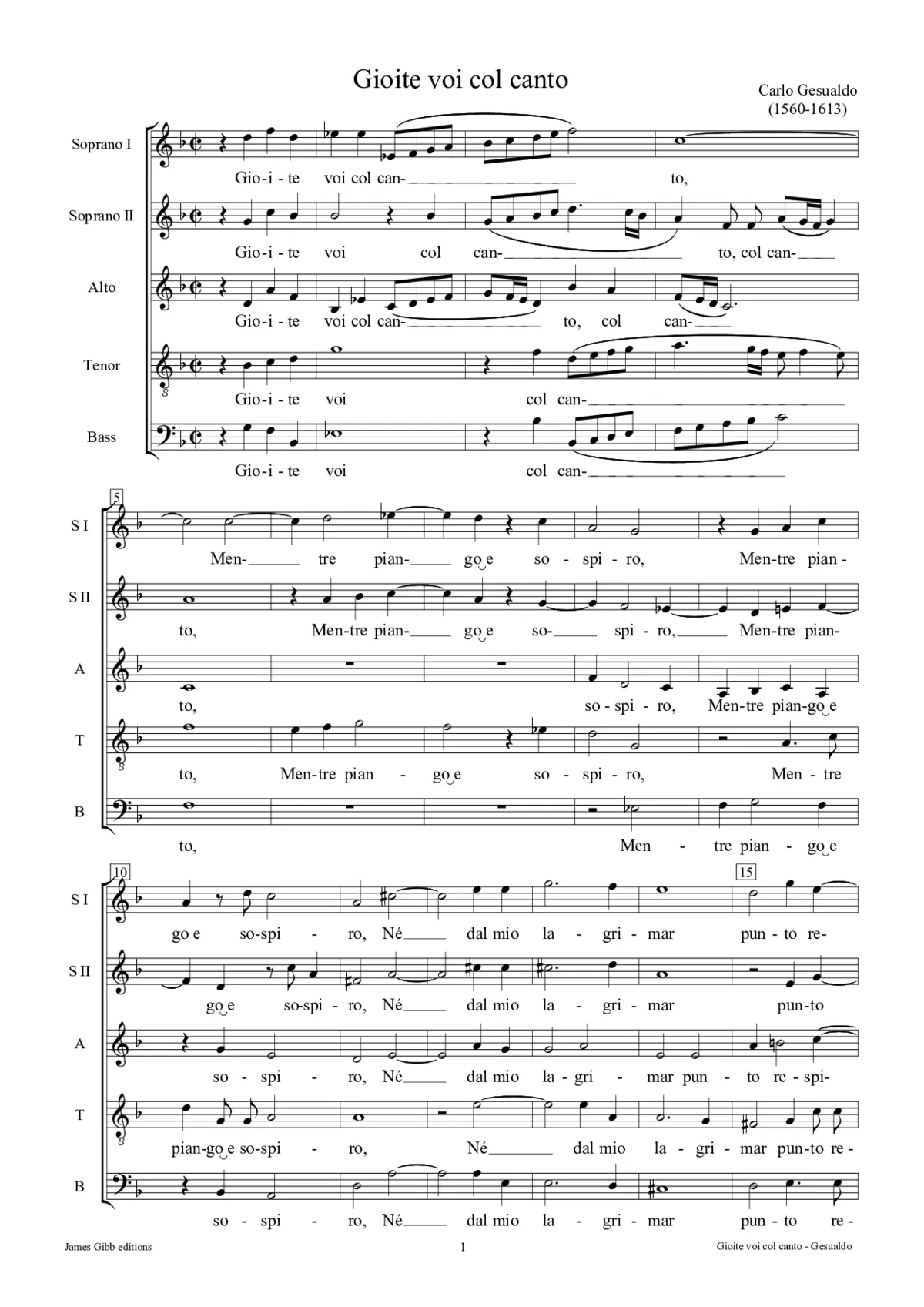 Gioite voi col canto - Page 1