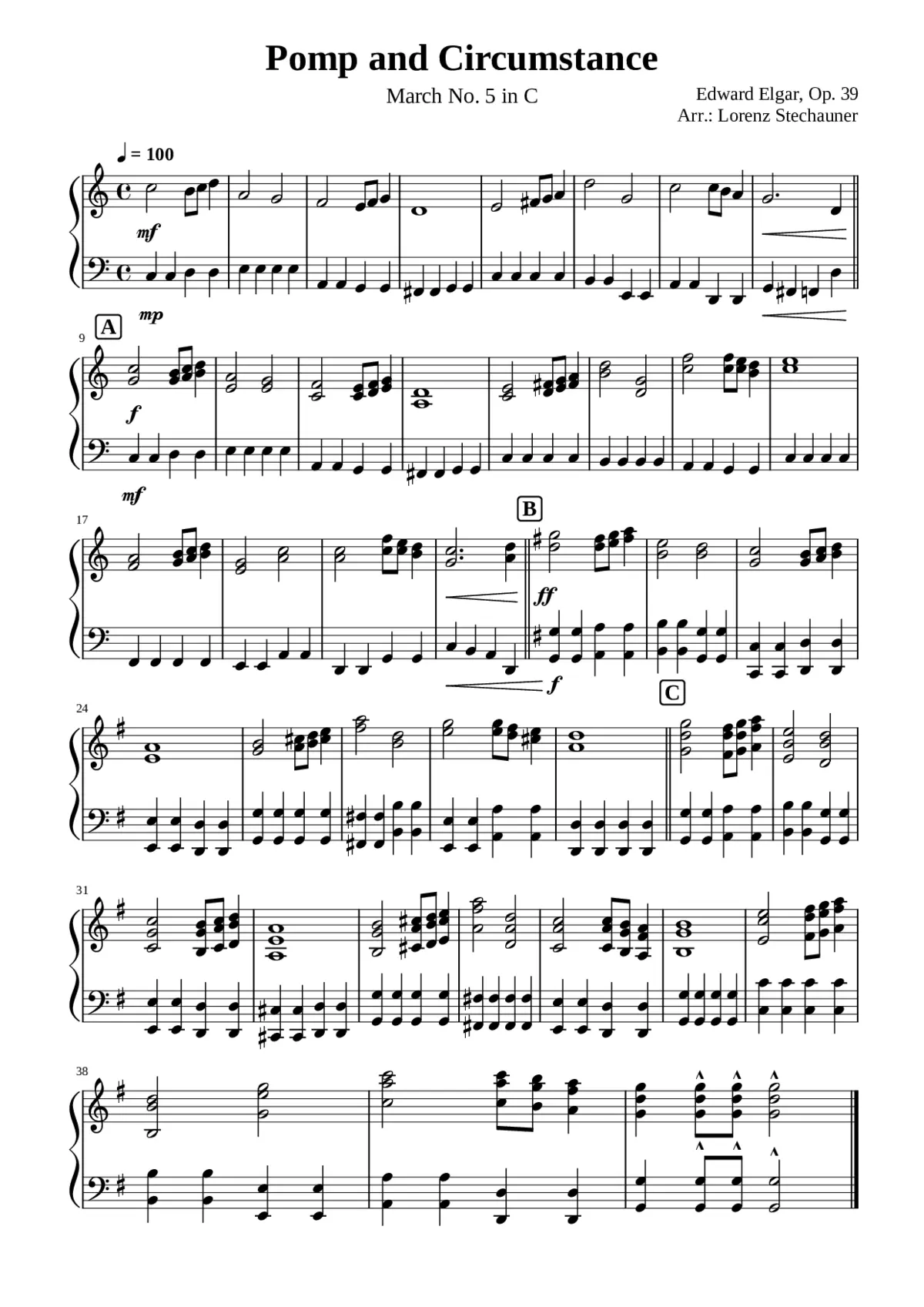 Pomp and Circumstance March No.1 Op.39 No.1 - Page 1