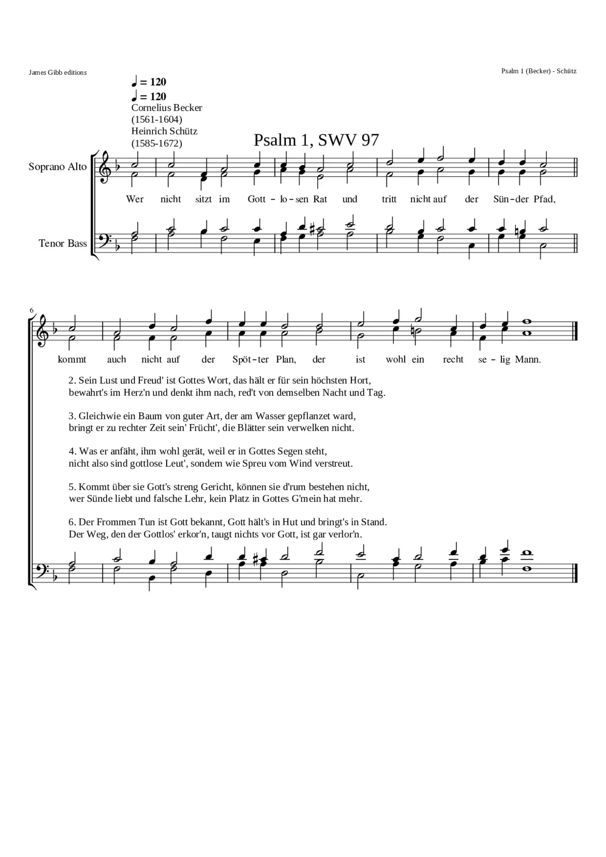 Wer nicht sitzt im Gottlosen Rat SWV 97 - Page 1