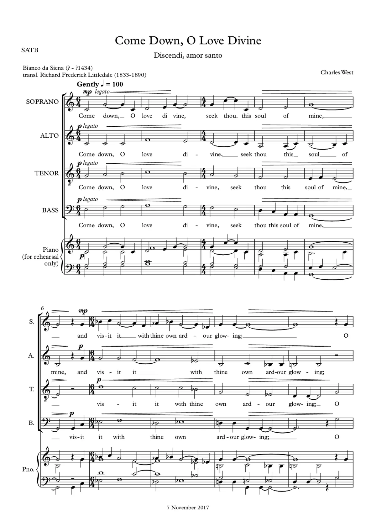 Come down, O love divine - Page 1