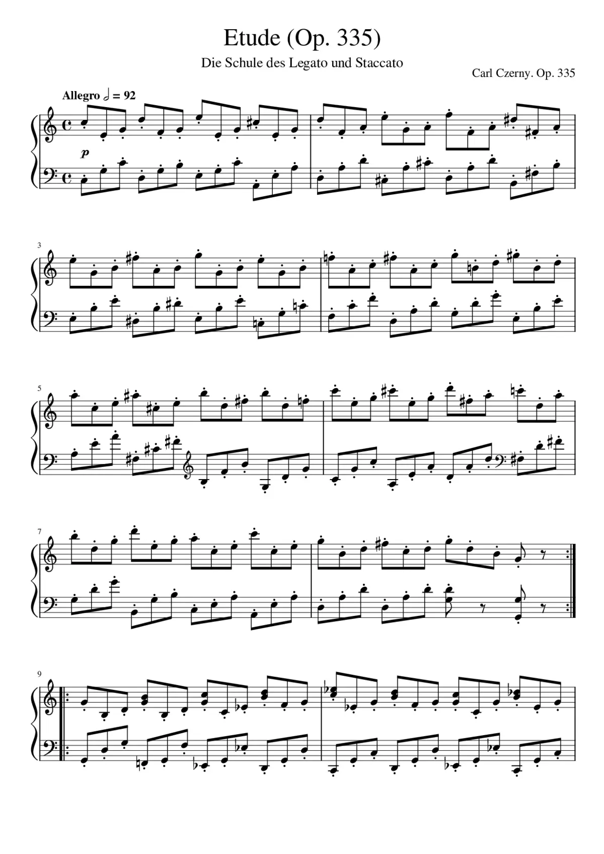 Czerny Carl. Etude from op. 335 - Page 1