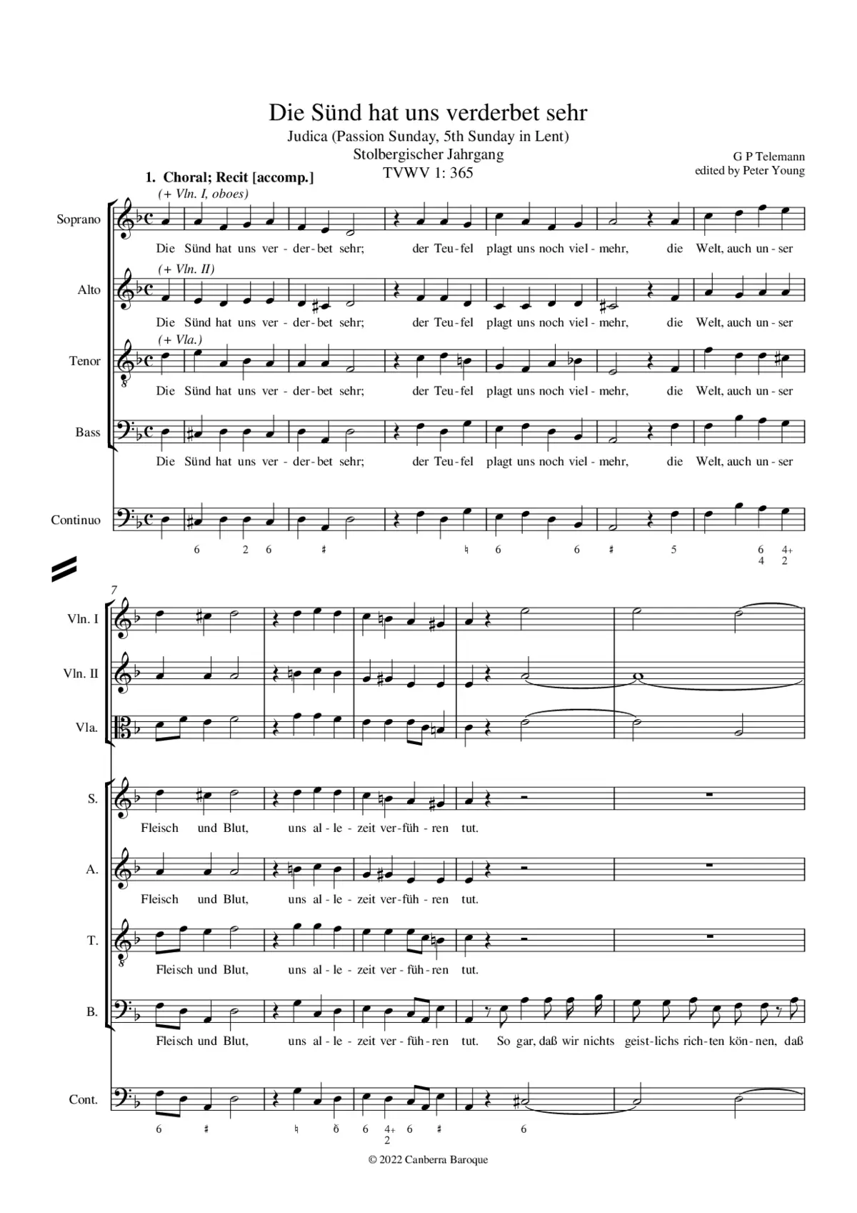 Die Sünd hat uns verderbet sehr, TWV 1:365 - Page 1