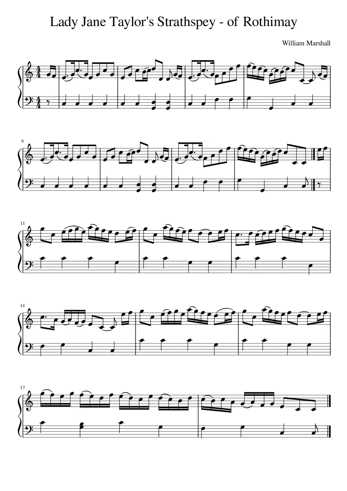 Lady Jane Taylor's Strathspey - of Rothimay - Page 1