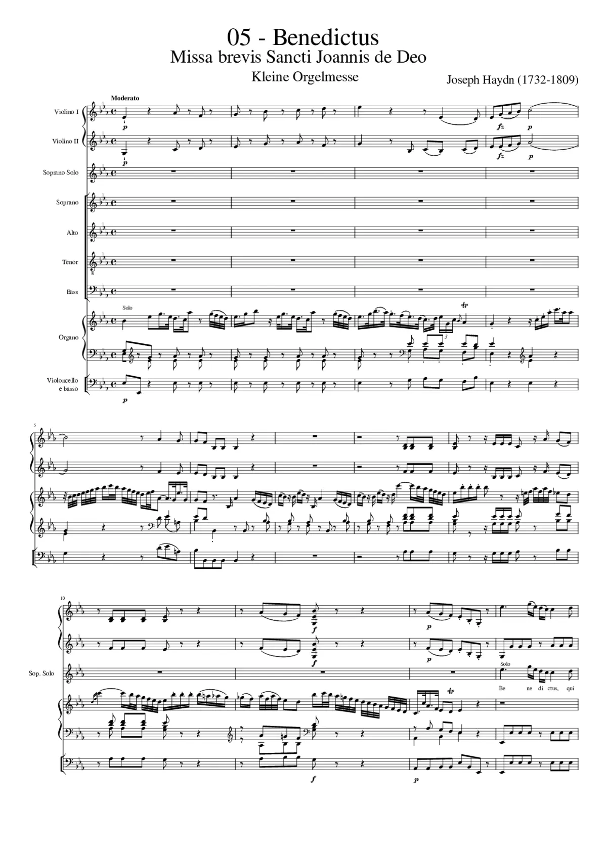 Kleine Orgelmesse or Missa brevis Sancti Joannis de Deo Mass No. 7 in Bb Major - Page 1