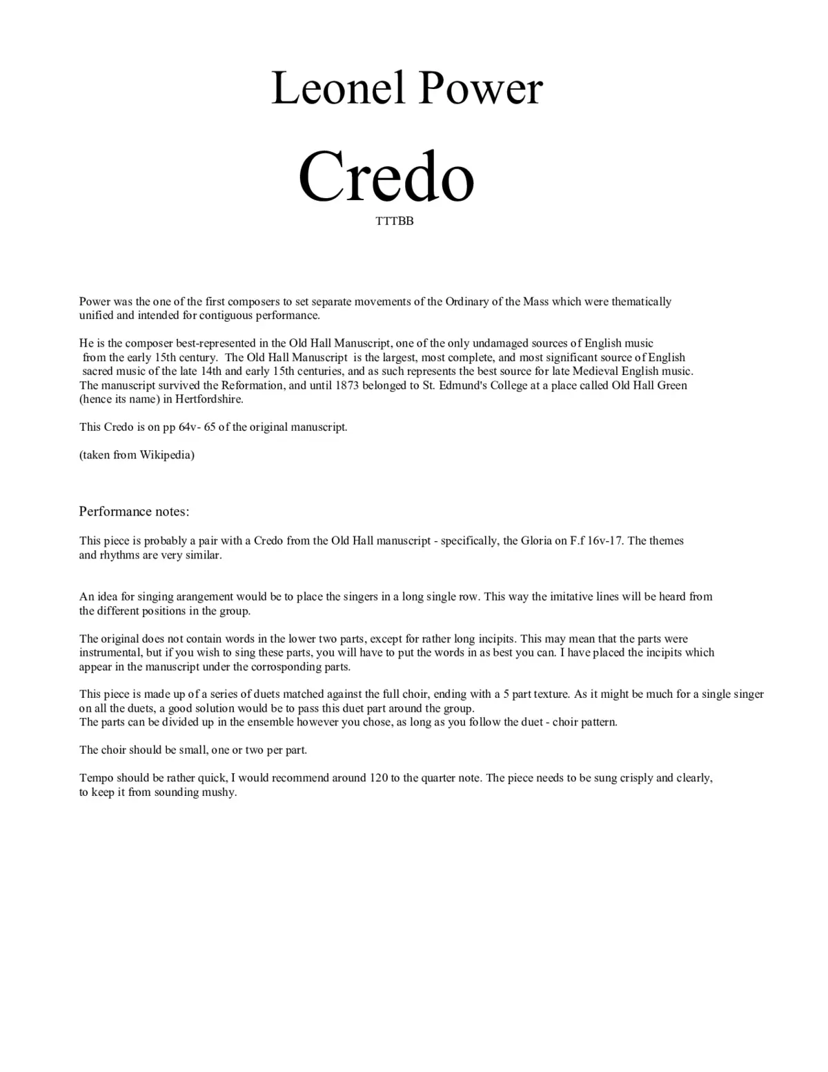 Credo, Old Hall 77 - Page 1