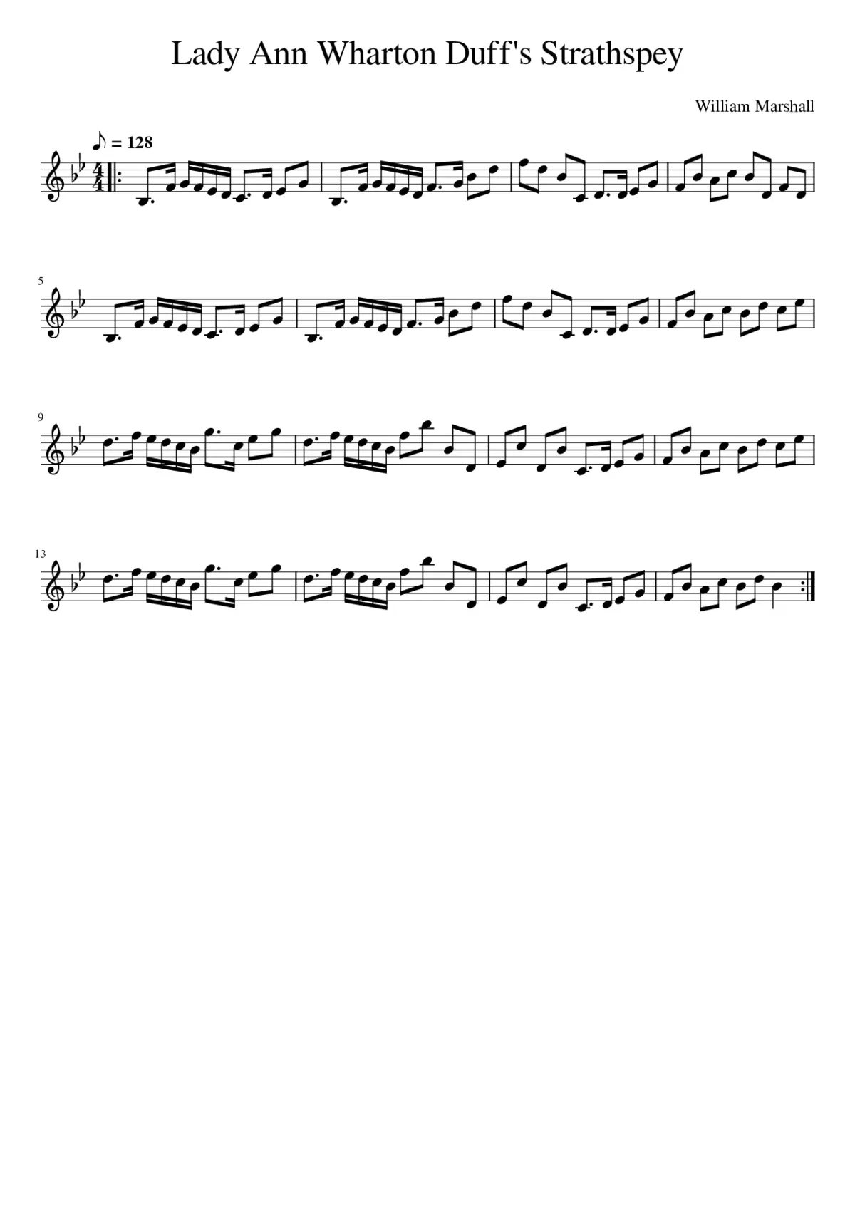 Lady Ann Wharton Duff's Strathspey - Page 1