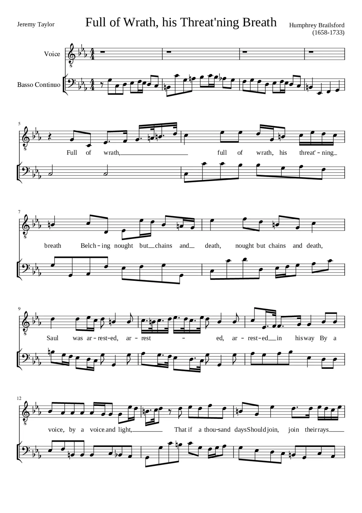 Full of wrath his threat'ning breath - Page 1