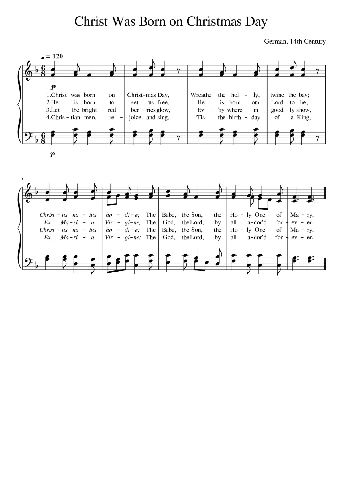 Christ Was Born on Christmas Day - Page 1