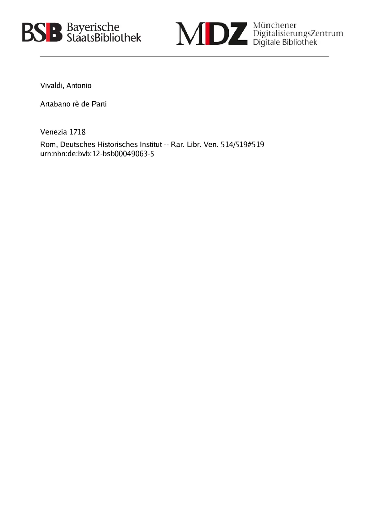 Artabano, re de' Parti - Page 1