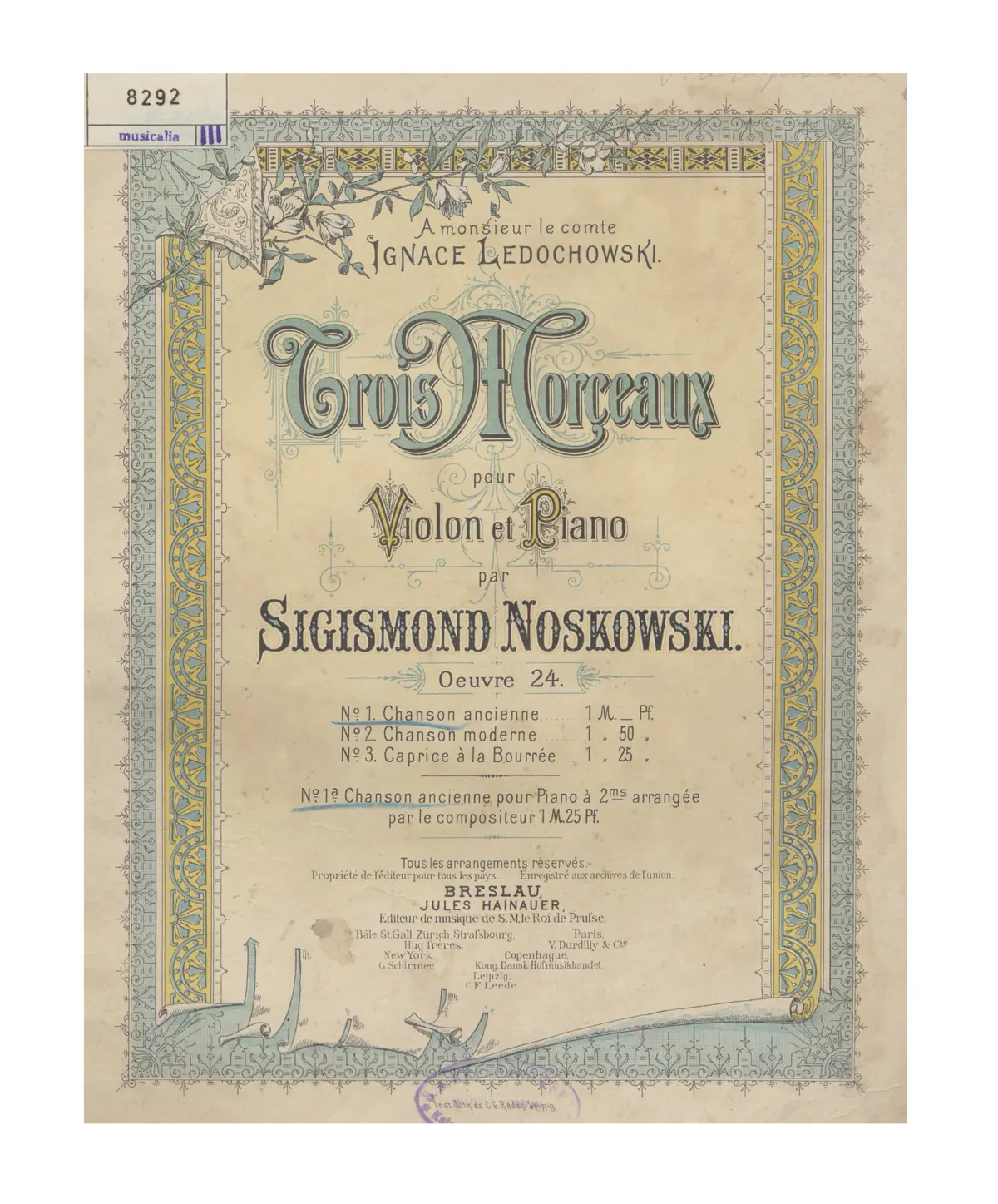 3 Morceaux pour Violon et Piano - Page 1